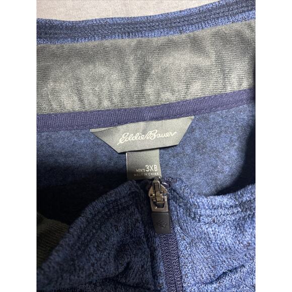 Eddie Bauer Sweater Mens XXXB Blue 1/4 Quarter Zip Outdoors Fleece 3XB - Picture 4 of 8
